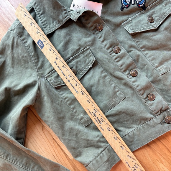 Philosophy by Anthropology Butterfly Patch Cropped Utility Jacket NWT Medium - Picture 9 of 9